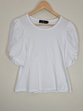 Pomander Place Tuckernuck White Vesty Puff Short Sleeve Crewneck Top Size L